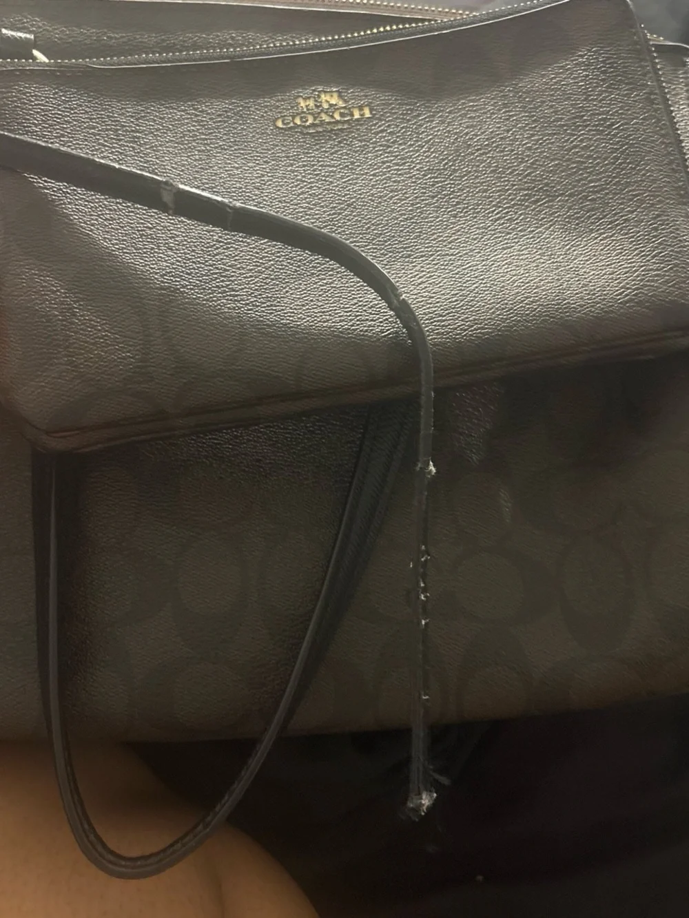 Coach Dark Brown Signature Leather Tote with Gold Hardware